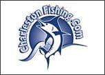A blue and white logo for charleston fishing.